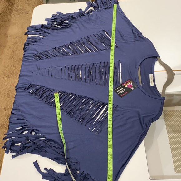 Vocal Denim Blue Laser Cut Poncho very unique - Picture 9 of 11